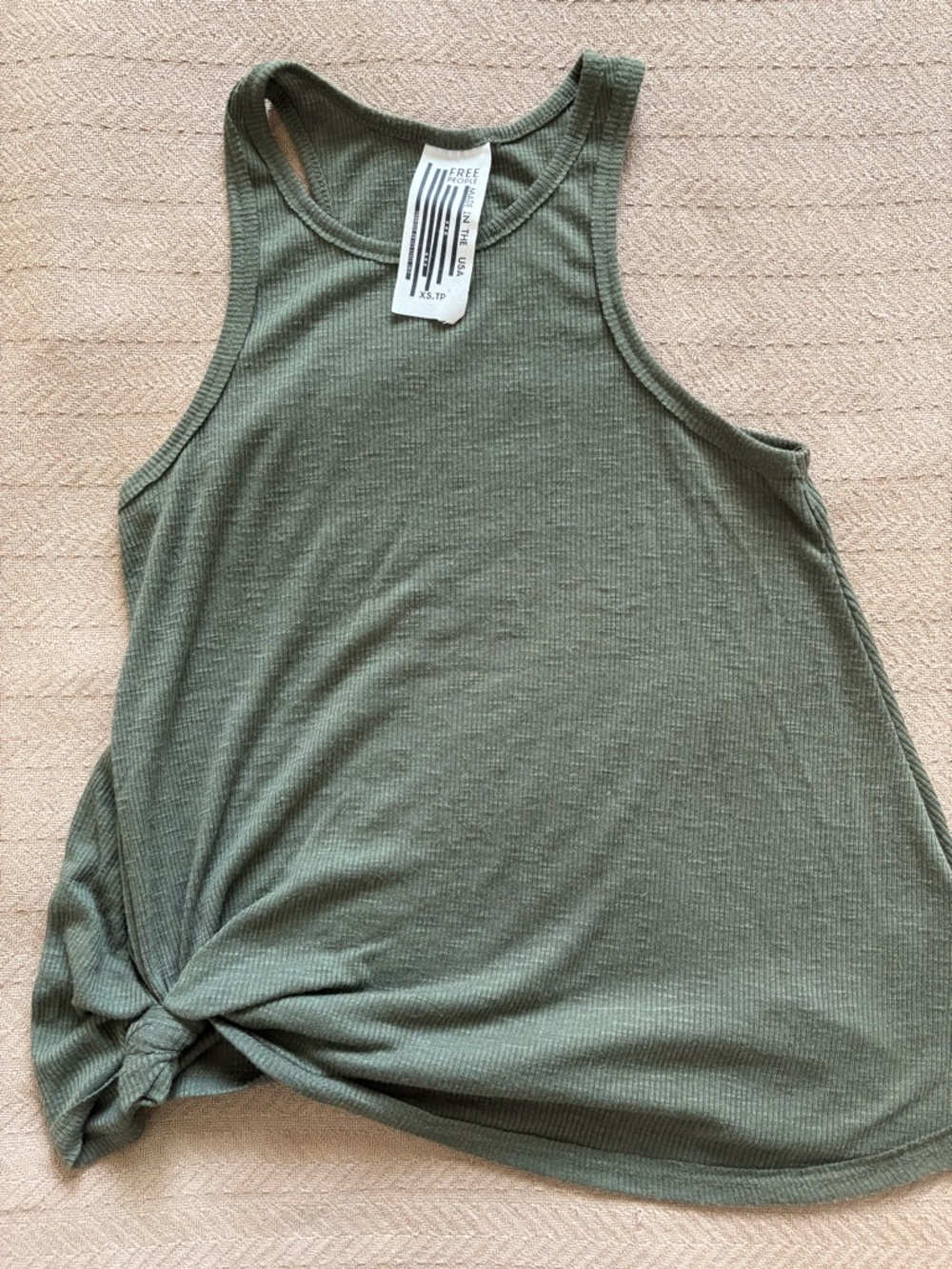 Free People Ribbed Tank Tops in Olive and Black - Knot Front - Picture 7 of 13